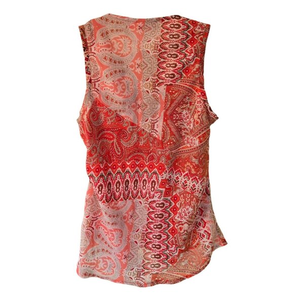 X-Mail Red Paisley Sleeveless Blouse Women's Small Layered Tunic Tank Top - Picture 3 of 7